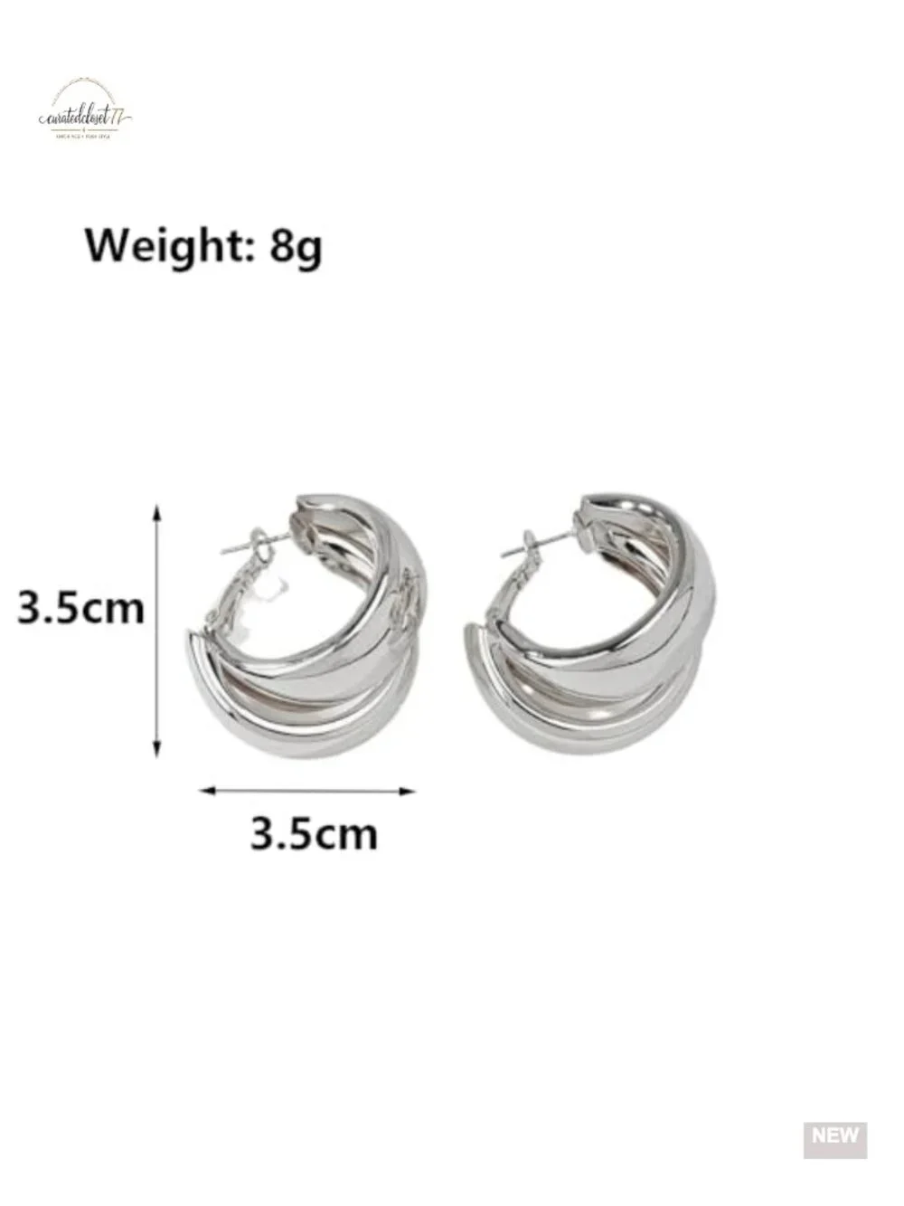 Chunky Geometric Twist Hoop Dangle Earrings Glossy Metal Statement Jewelry